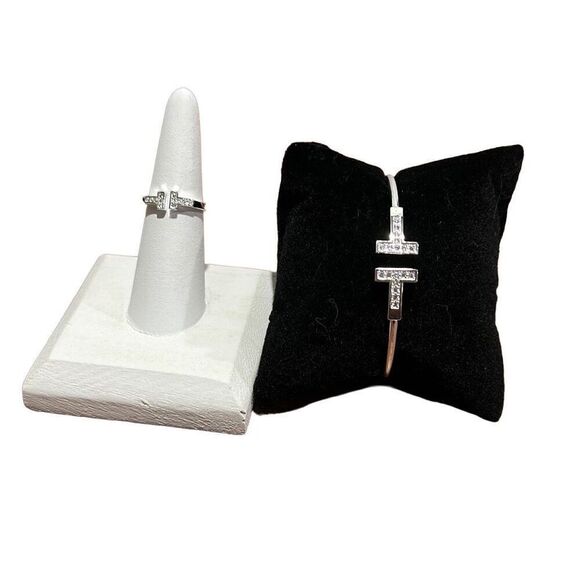 Brand New!! Double bar ring and cuff bracelet bundle - Picture 1 of 5